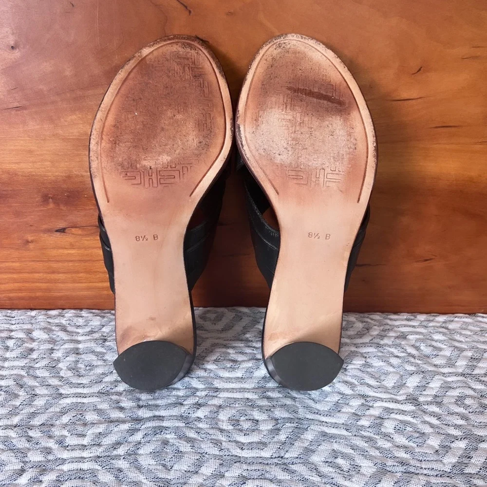 COLE HANN COUNTRY Black Leather Block Heel Slide Mule Sandals Size 8.5 - Picture 13 of 14